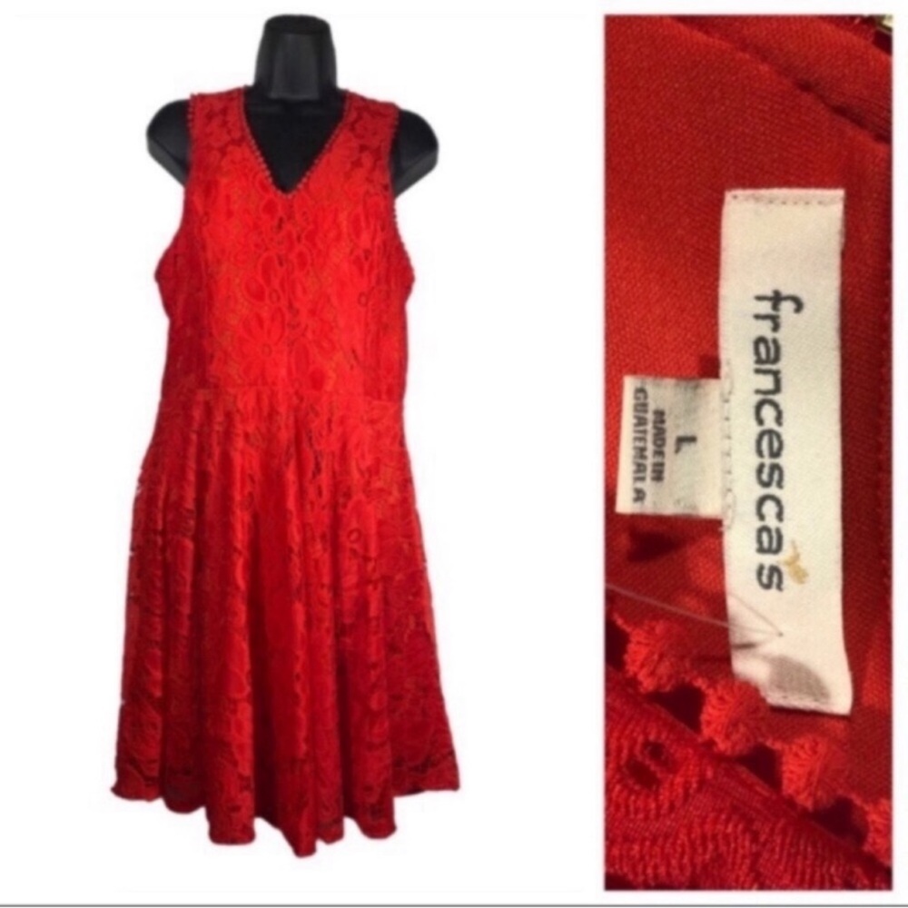 Francescas Women’s vibrant Red Lace Dress Size Large New with Tags Formal Prom